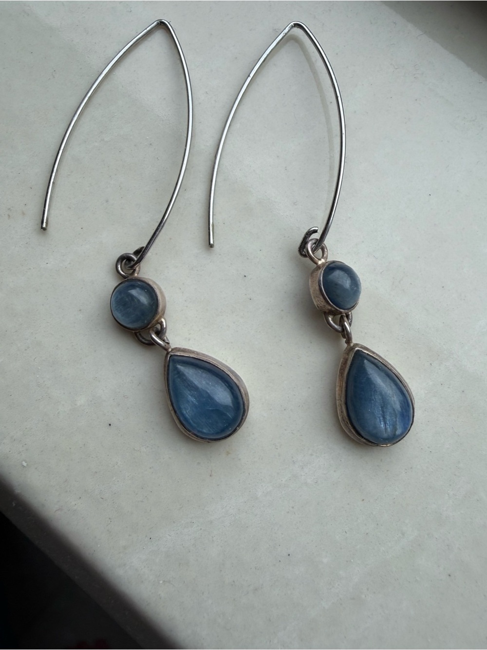 Kyanite Sterling Silver Thred Drop Earings